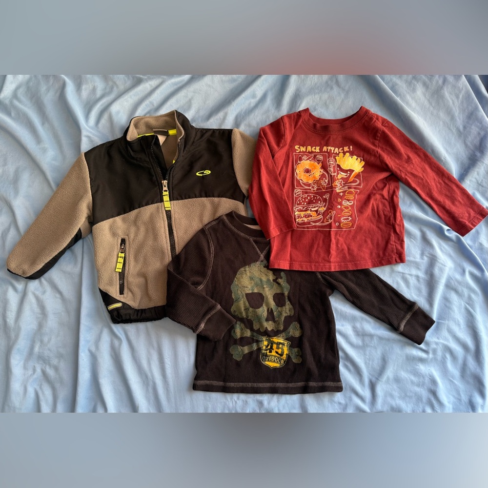 Toddler Graphic and Fleece Tops Set (Jacket/T-shirts)